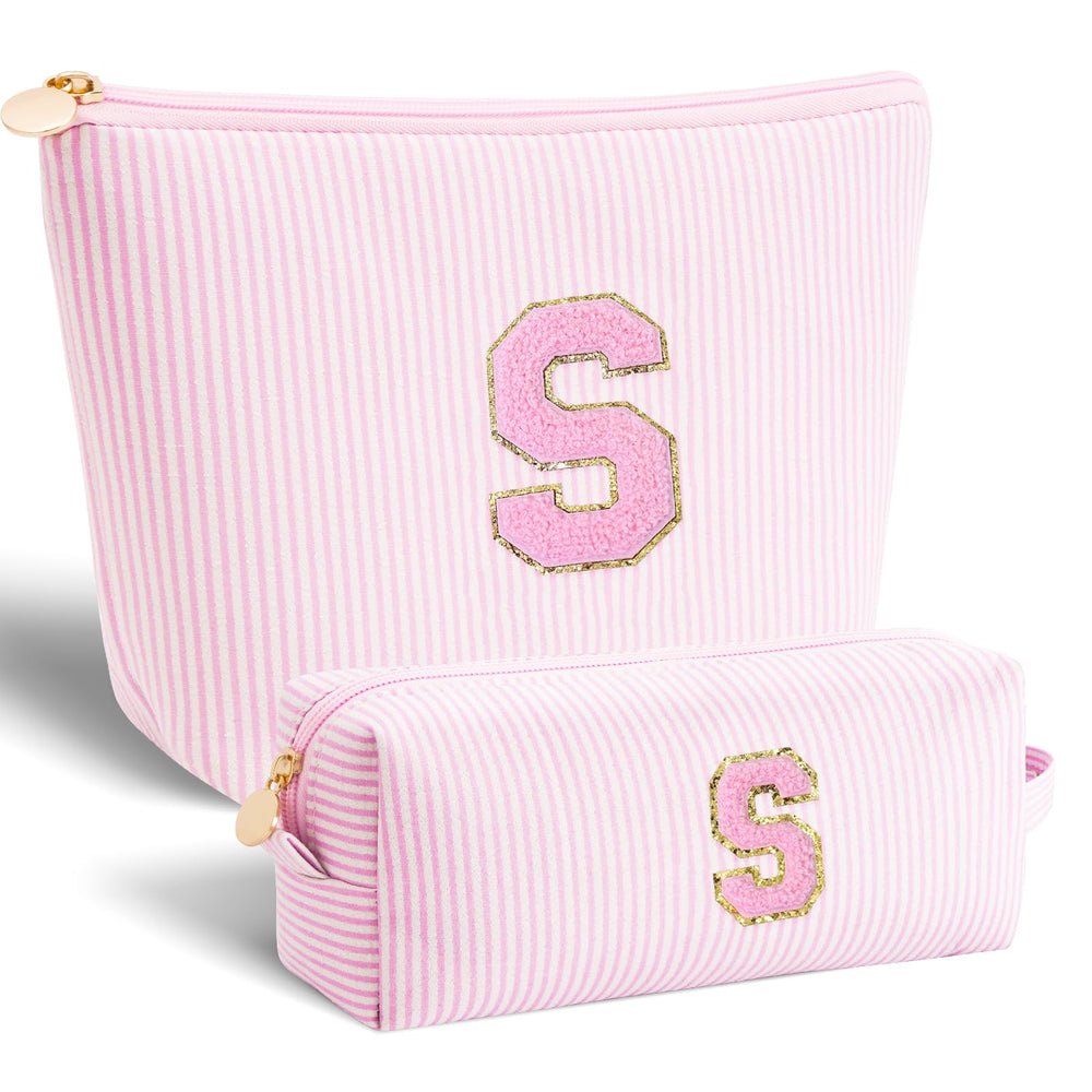 Btffitting makeup bag set pink featuring initials design for a personalized keepsake.