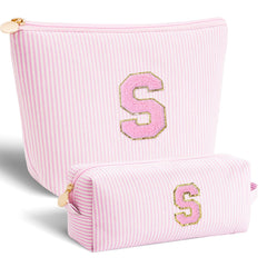 Btffitting makeup bag set pink featuring initials design for a personalized keepsake.