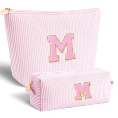 Btffitting pink makeup bag set front view keeps cosmetics organized on the go