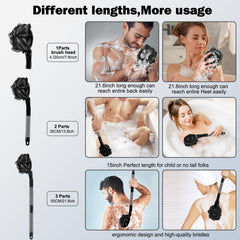 BTideas Loofah curved-design reach aids washing back, legs, and feet with comfort.