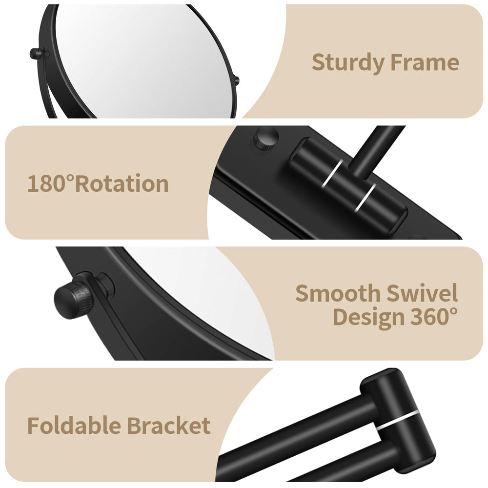 BTremary 8-inch HD mirror suitable for bathrooms and hotels with clear reflection.