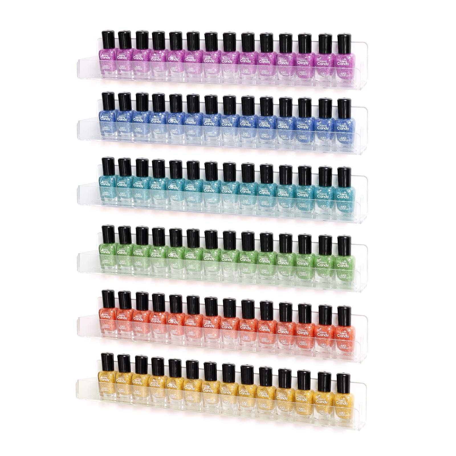 BTremary acrylic shelves nail-polish rack 6-tier overview for easy color matching