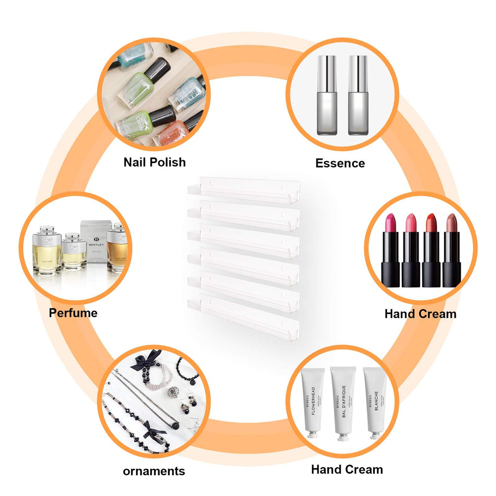 BTremary clear acrylic nail-polish organizer 6-tier closeup visibility