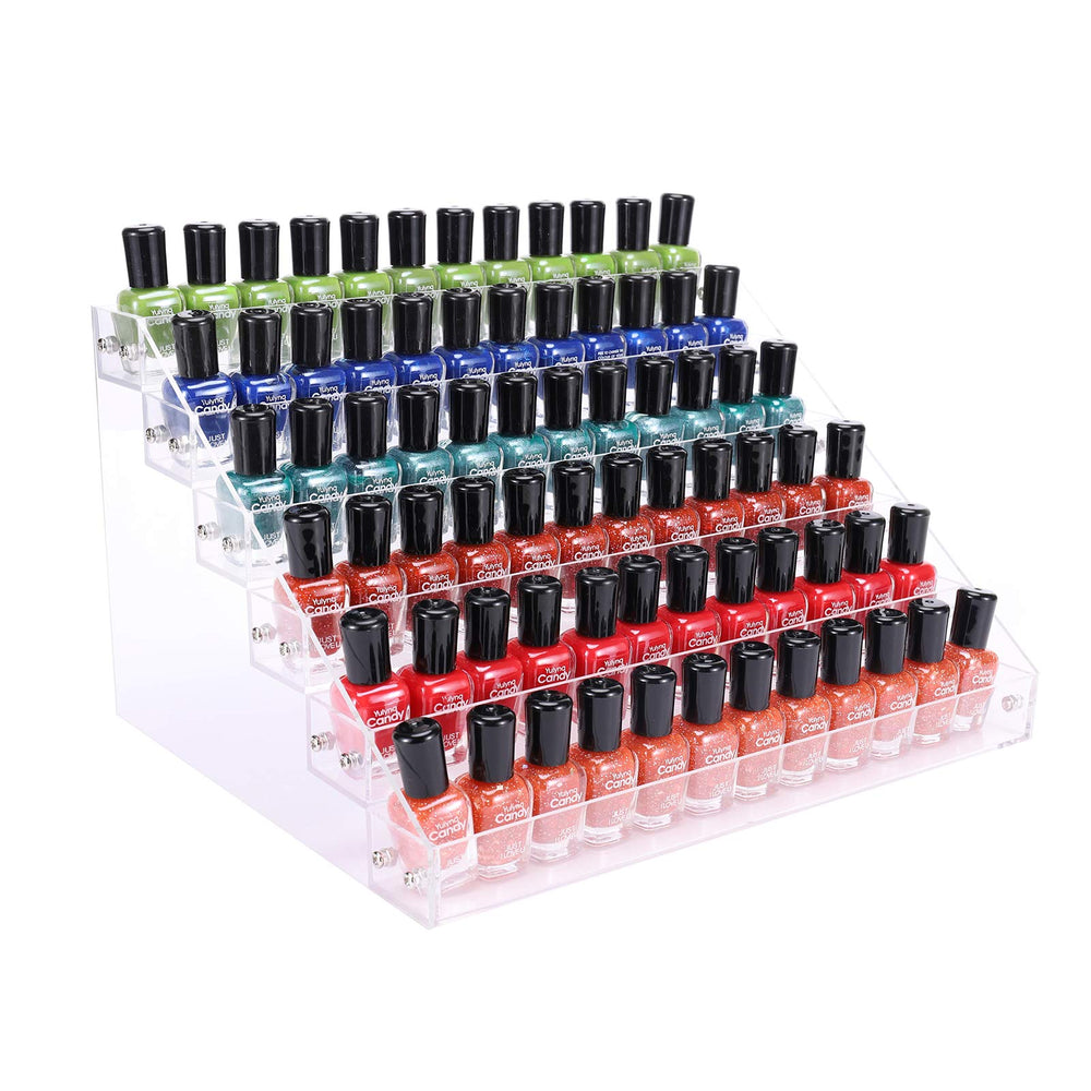 BTremary clear nail polish organizer front view for easy, tidy vanity storage.