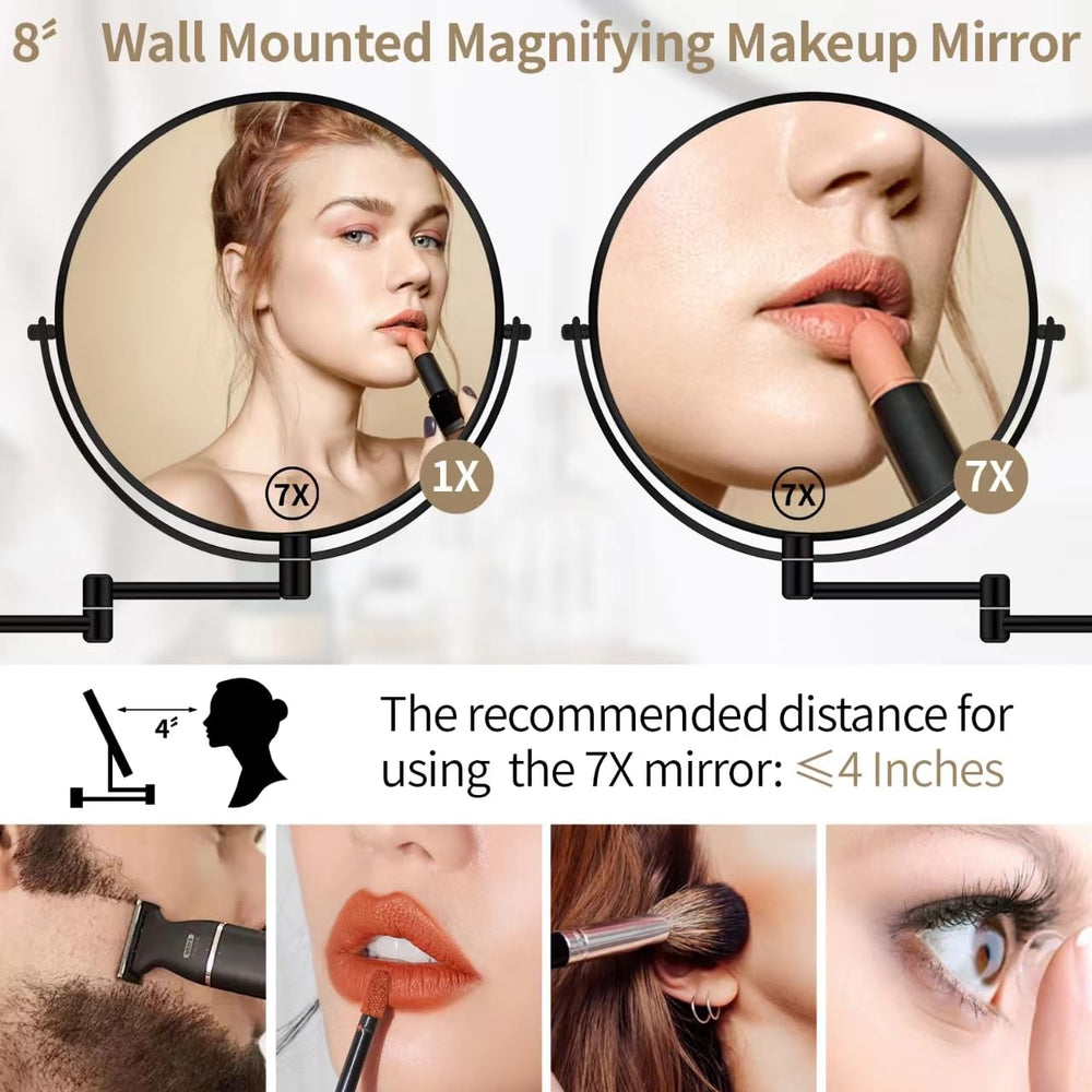 BTremary extendable arm mirror extended to 13 inches for comfortable grooming.