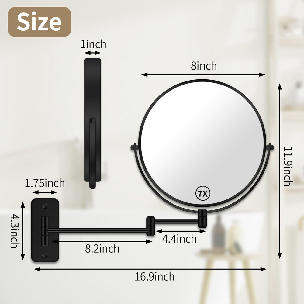 BTremary wall-mount mirror shown with smooth 360° swivel for versatile angles.