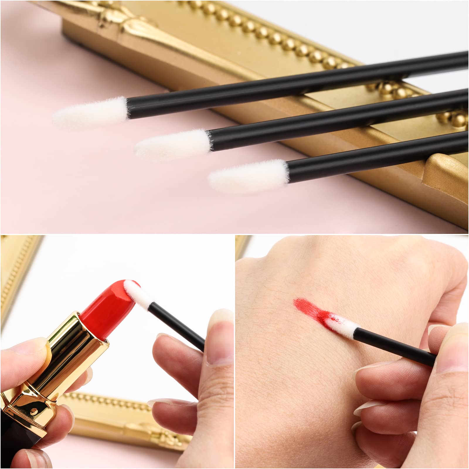 BTYMS lip wands with black handles designed for clean, lint-free makeup tasks.