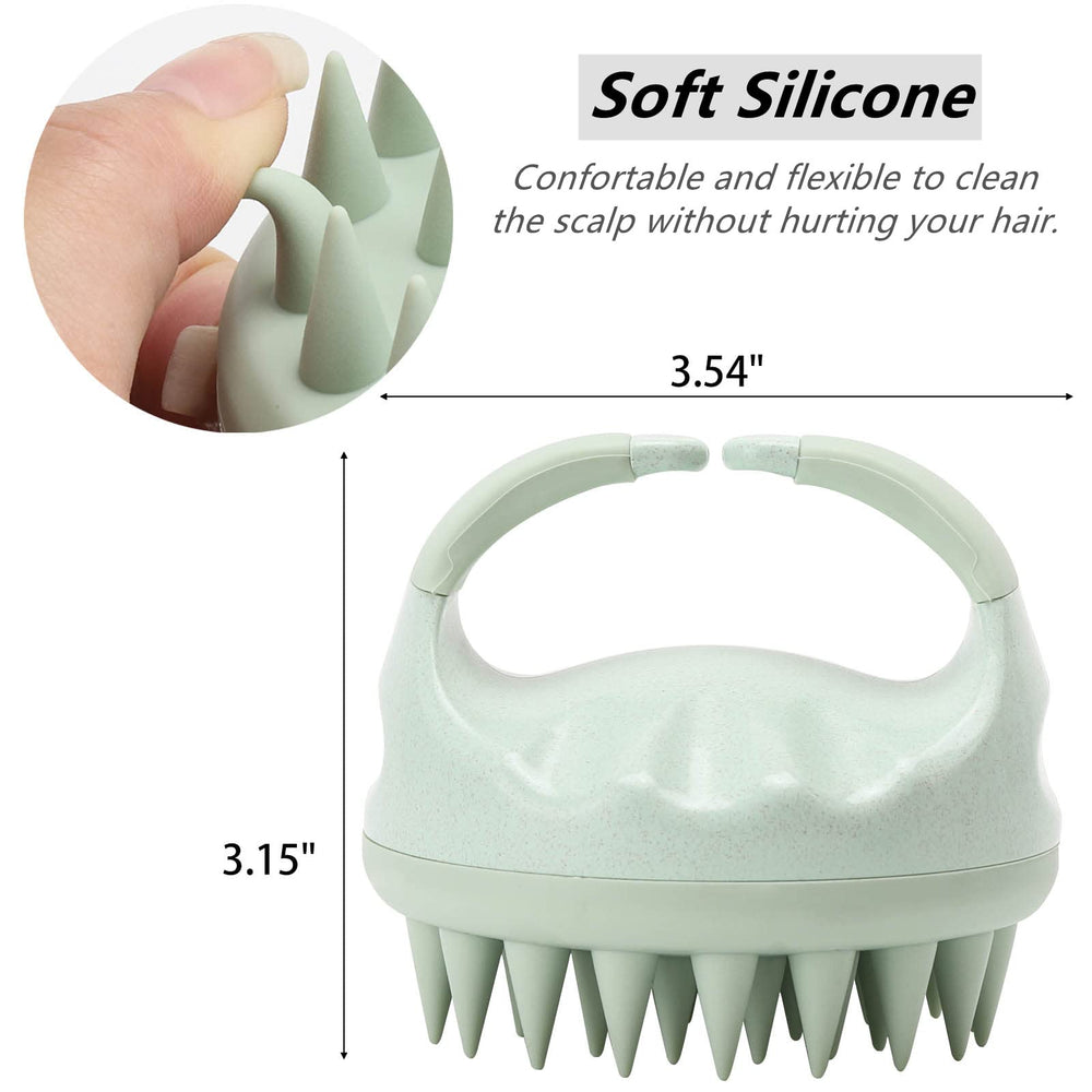 BTYMS massager close-up showing soft bristles for gentle scalp exfoliation