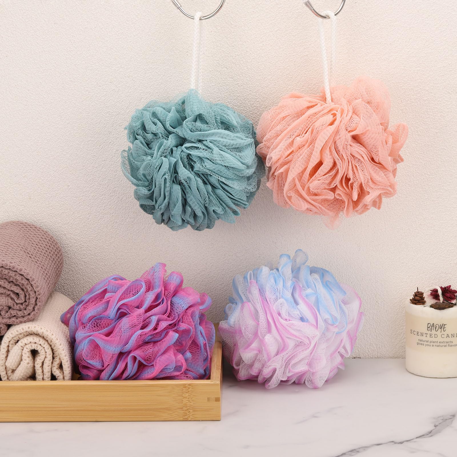BTYMS loofah sponge green for durable shape and long-lasting use.