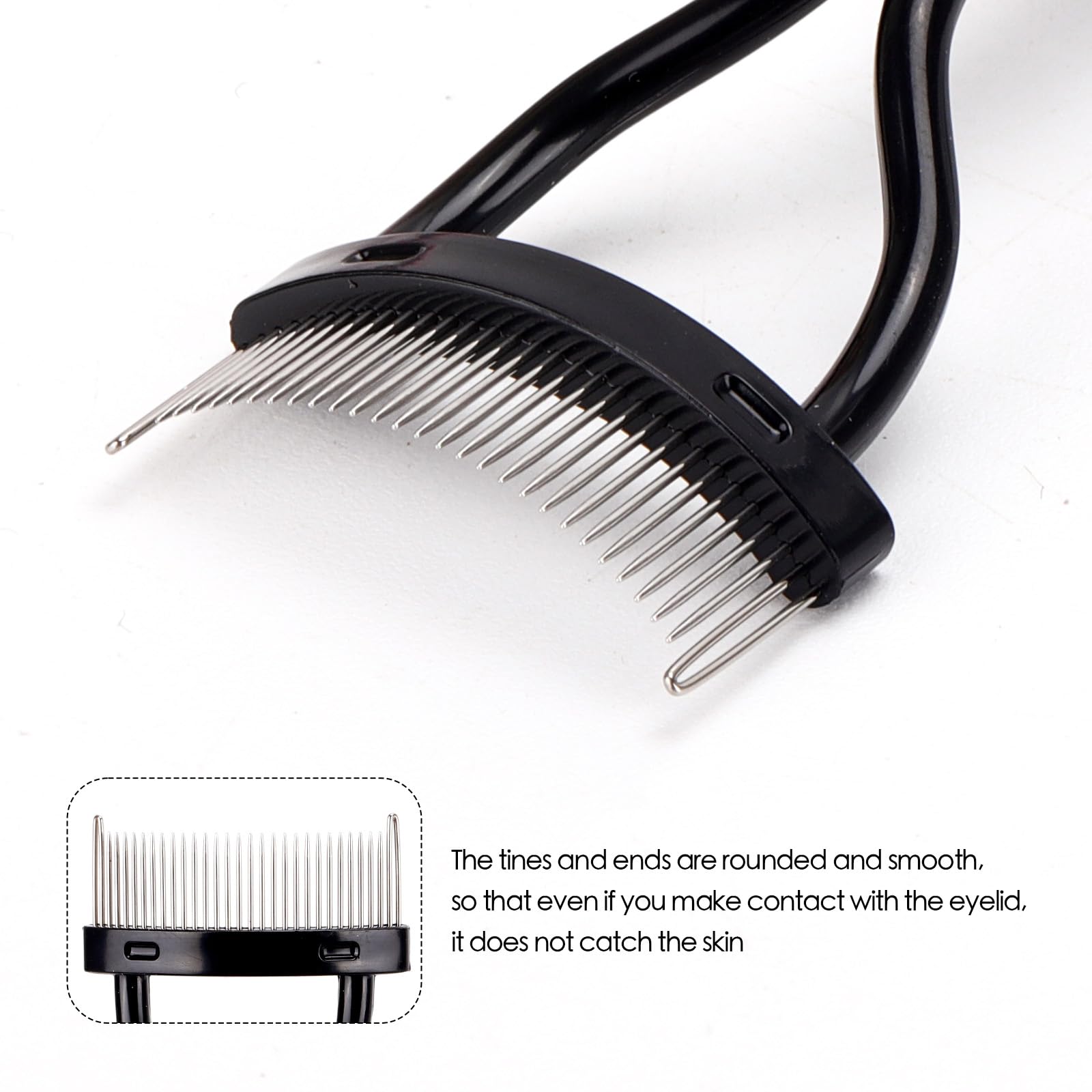 BTYMS metal teeth lash comb closeup showing precise separation