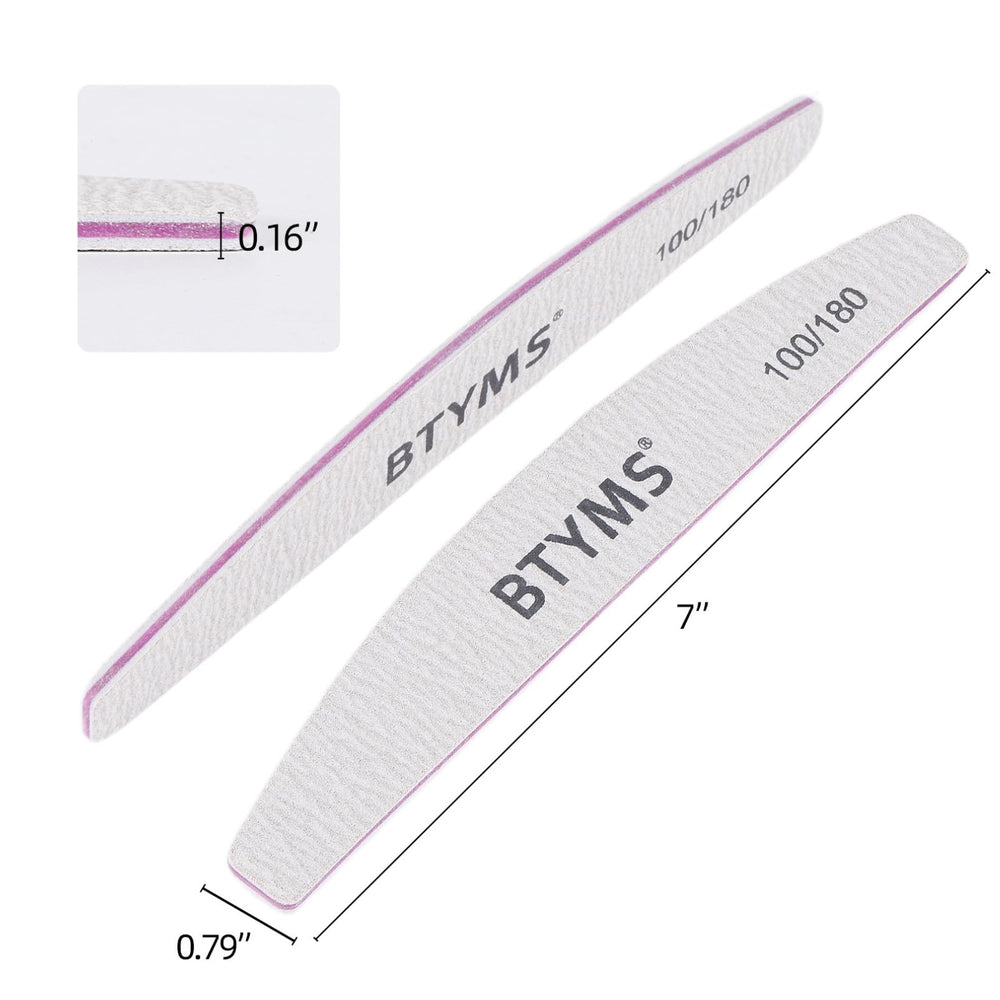 BTYMS 100 grit coarse side for quick shaping acrylics and thick nails.