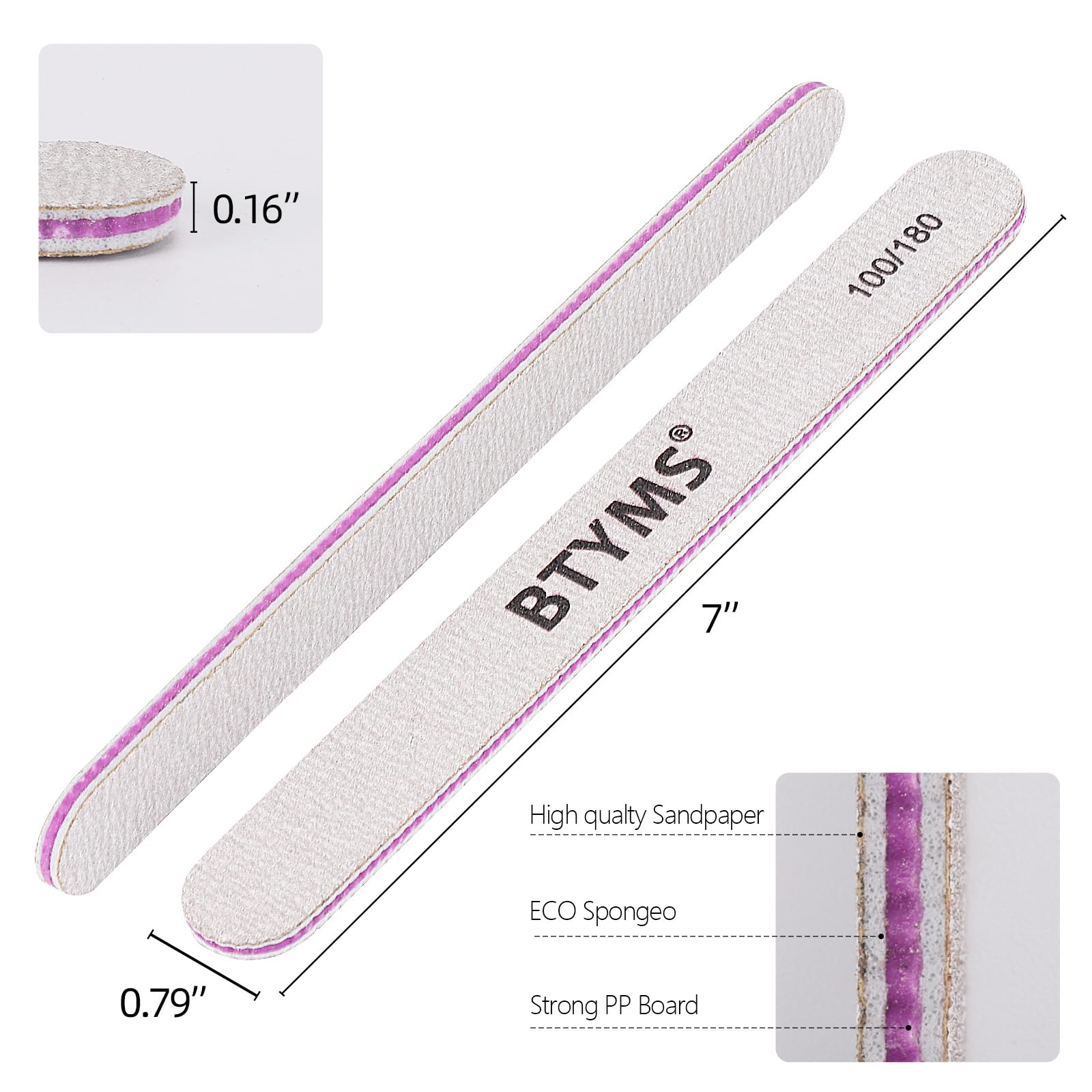 BTYMS 100-grit file for acrylic shaping and length reduction