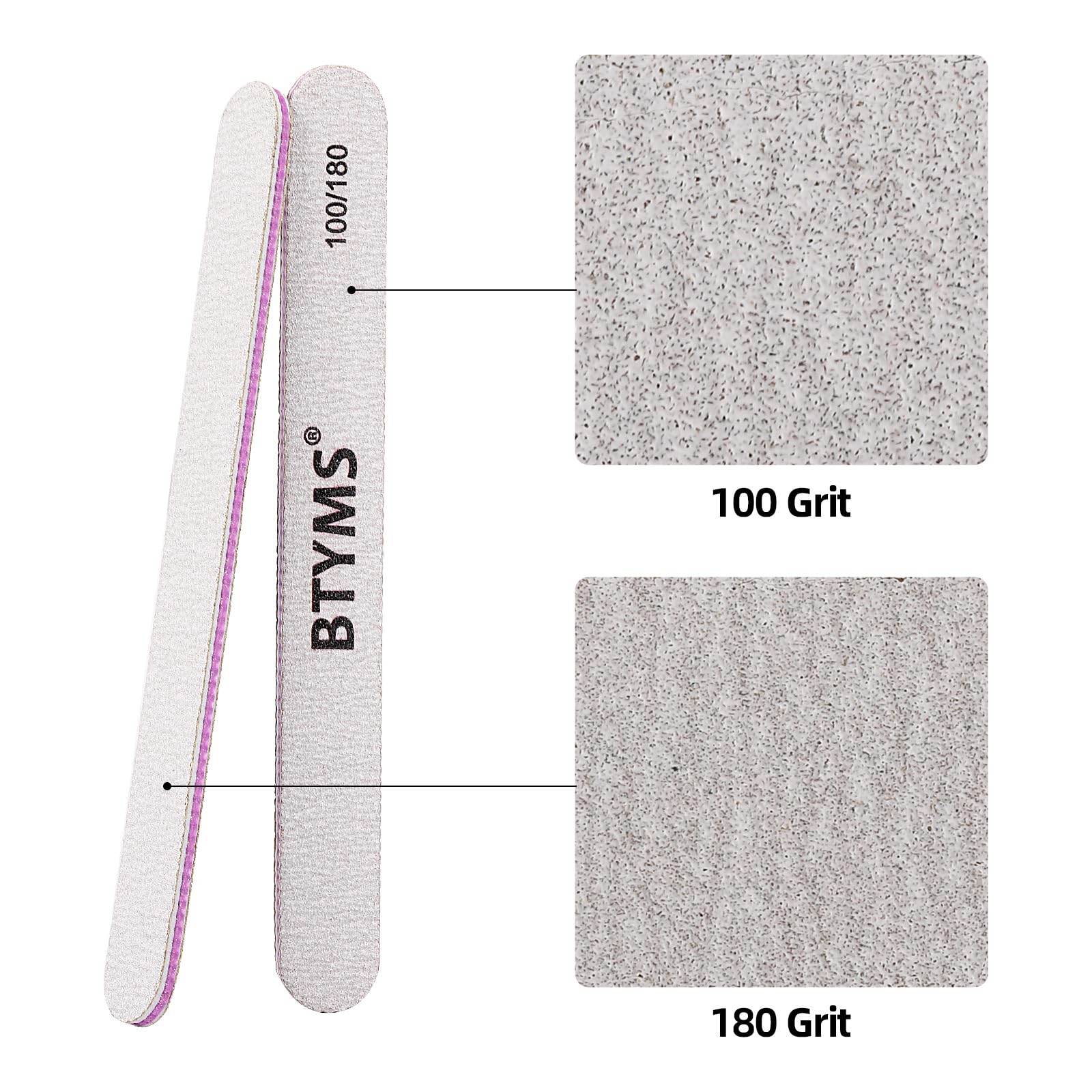 BTYMS nail files 180 grit removes gel from extensions smoothly