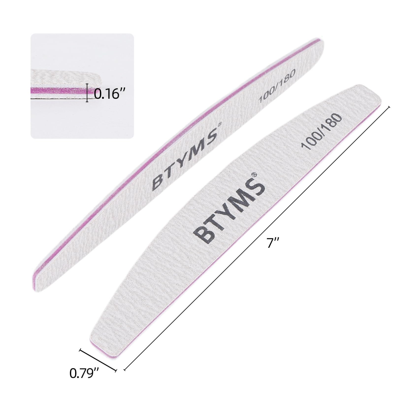 BTYMS nail files double-sided emery board highlights versatile filing for natural and artificial nails
