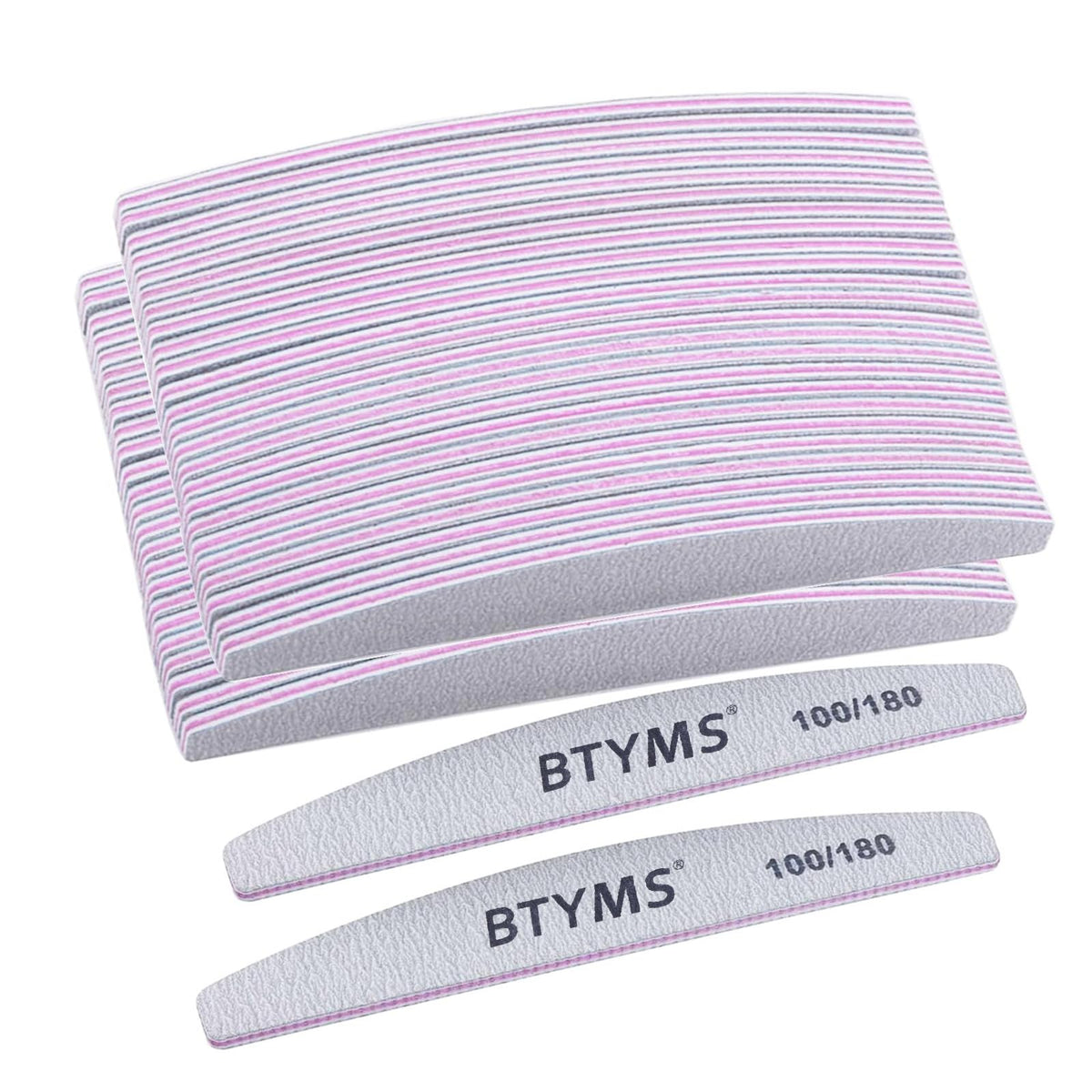 BTYMS nail files set collection shows 50 double-sided boards for precise shaping