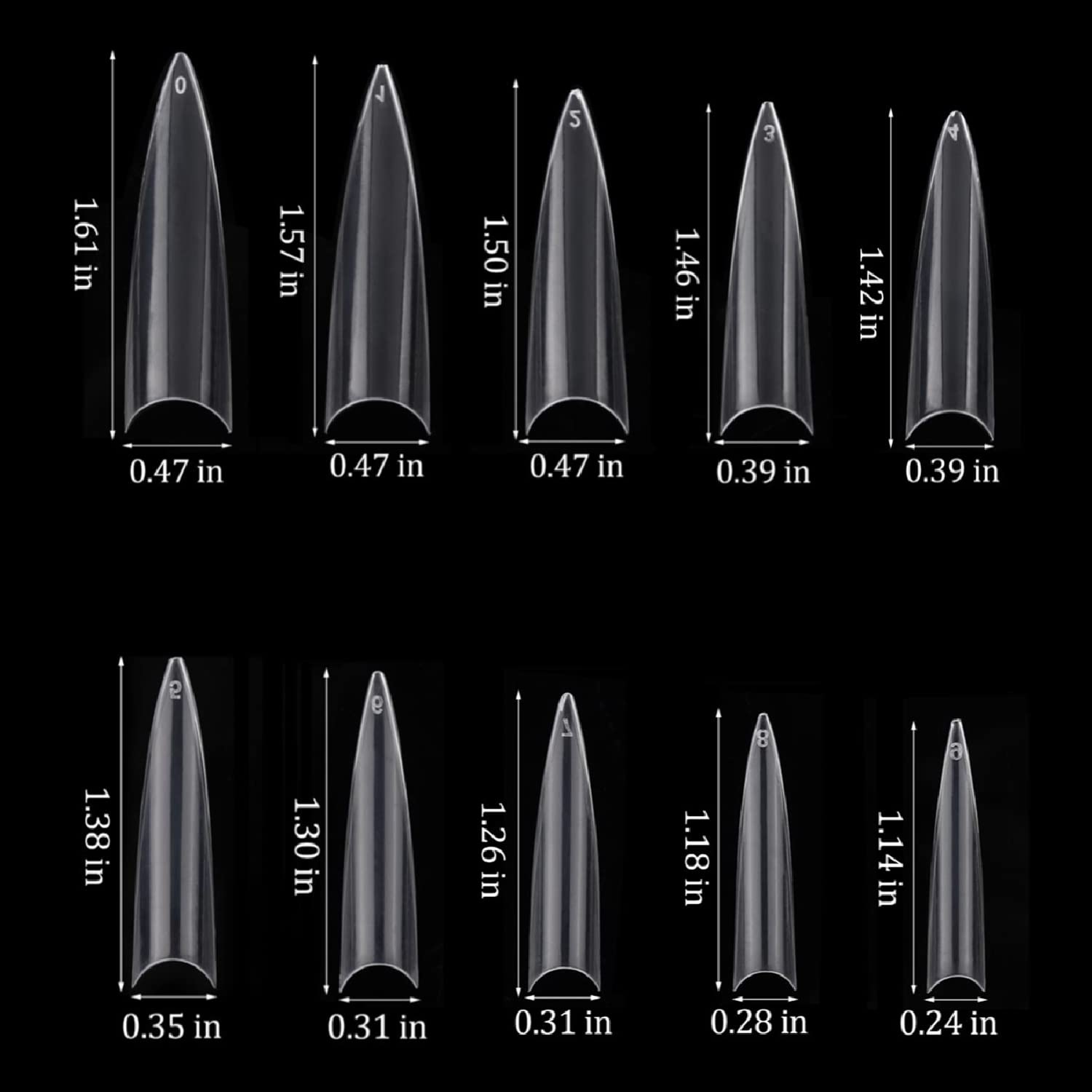 BTYMS half-cover stiletto tips enable smooth filing and natural-looking extensions.