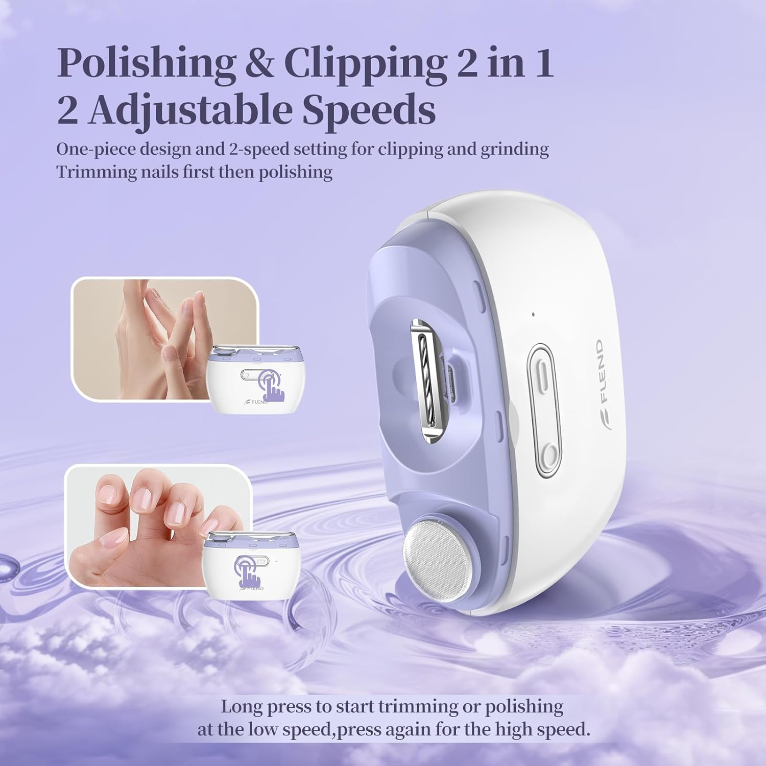 Bubbacare Electric Nail Clipper two-speed switch for gentle or precise trimming