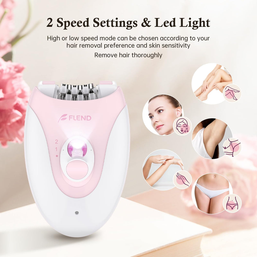Bubbacare epilator 2-speed controls let you choose gentle or thorough hair removal.