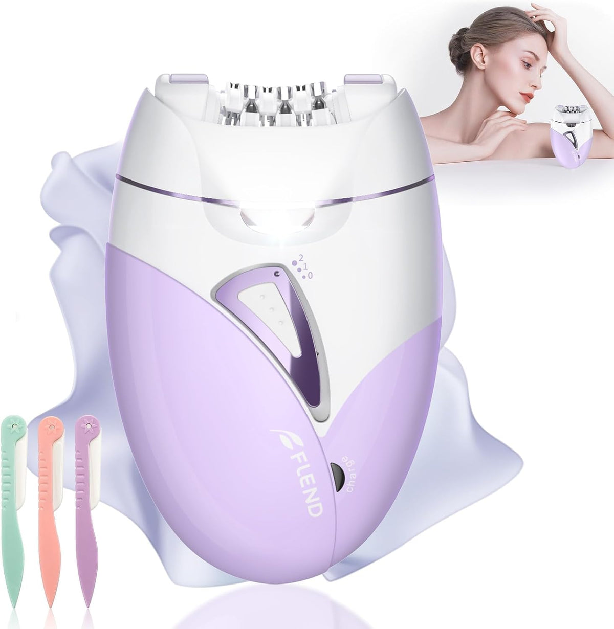 Bubbacare epilator with 36 tweezers face captures fine hairs for smooth skin