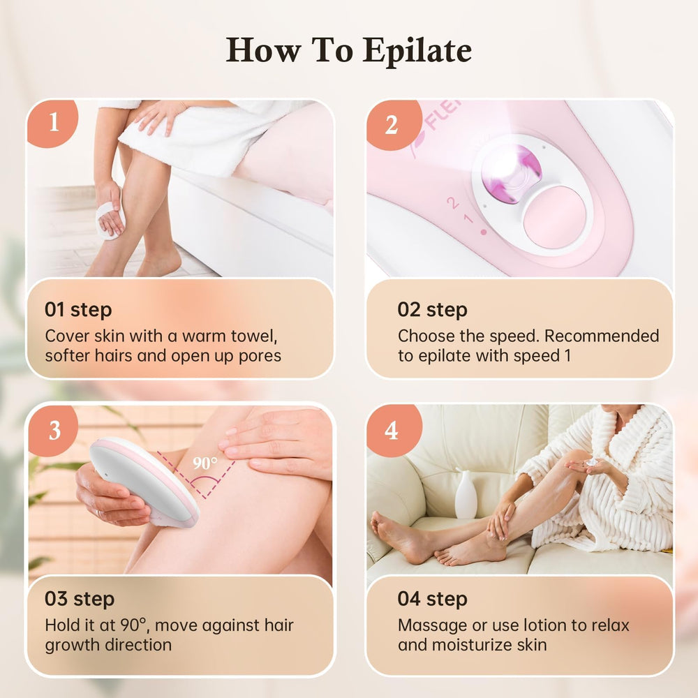 Bubbacare epilator designed for face, bikini, arms, and legs for versatile grooming.