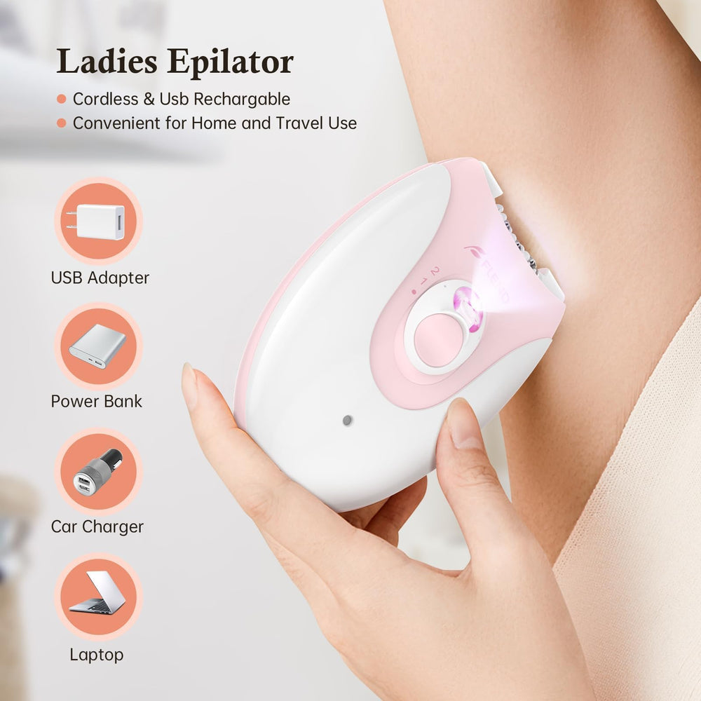 Bubbacare epilator LED light enables precise removal of tiny hairs in dim lighting.