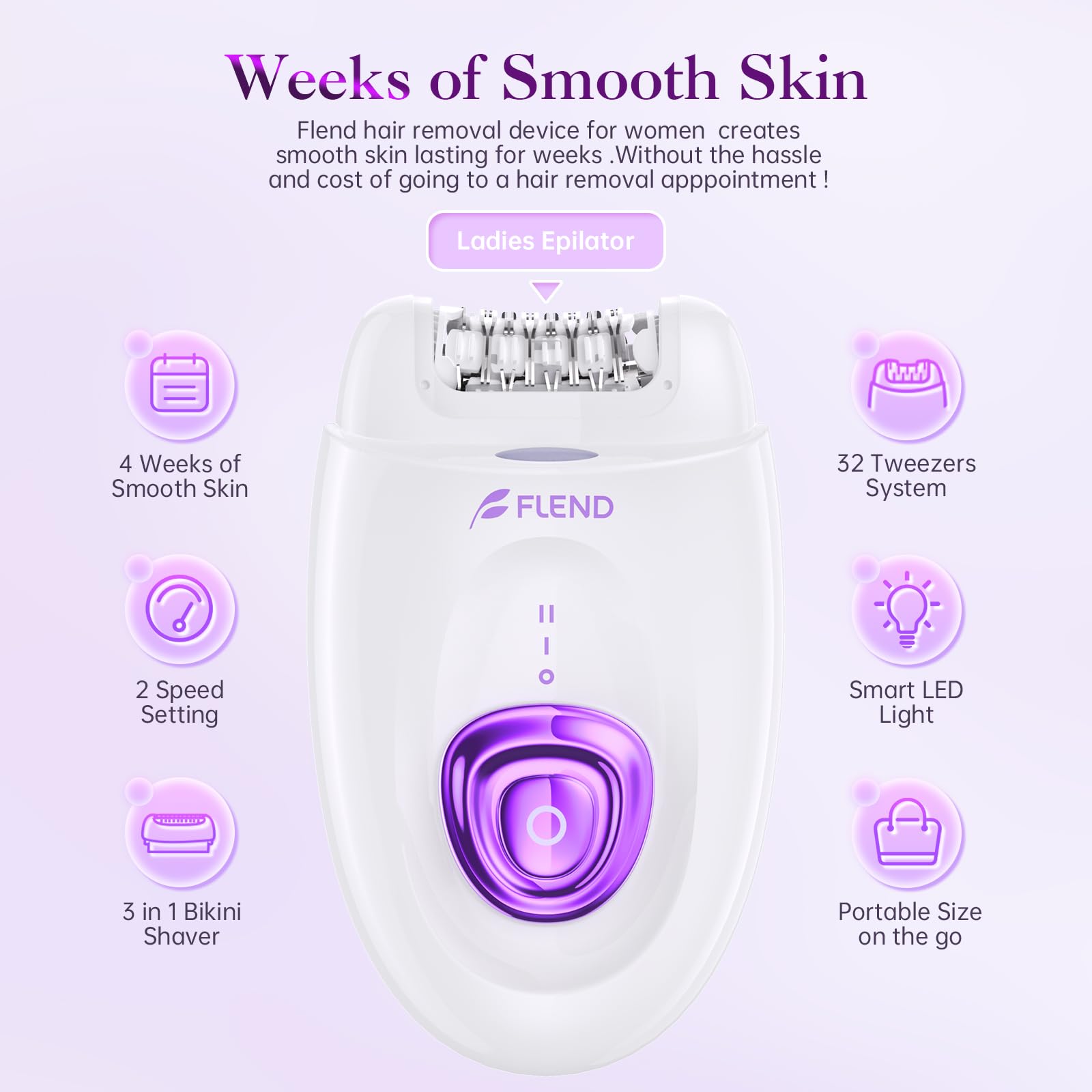 Bubbacare epilator shaver head for quick on-the-go touch-ups