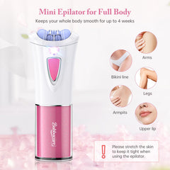 Bubbacare smooth glide epilator face LED light reveals finest hairs for precise removal
