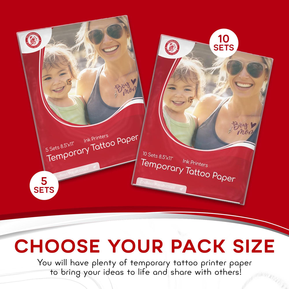 BubblePop 10-sheet temporary tattoo pack for testing and events
