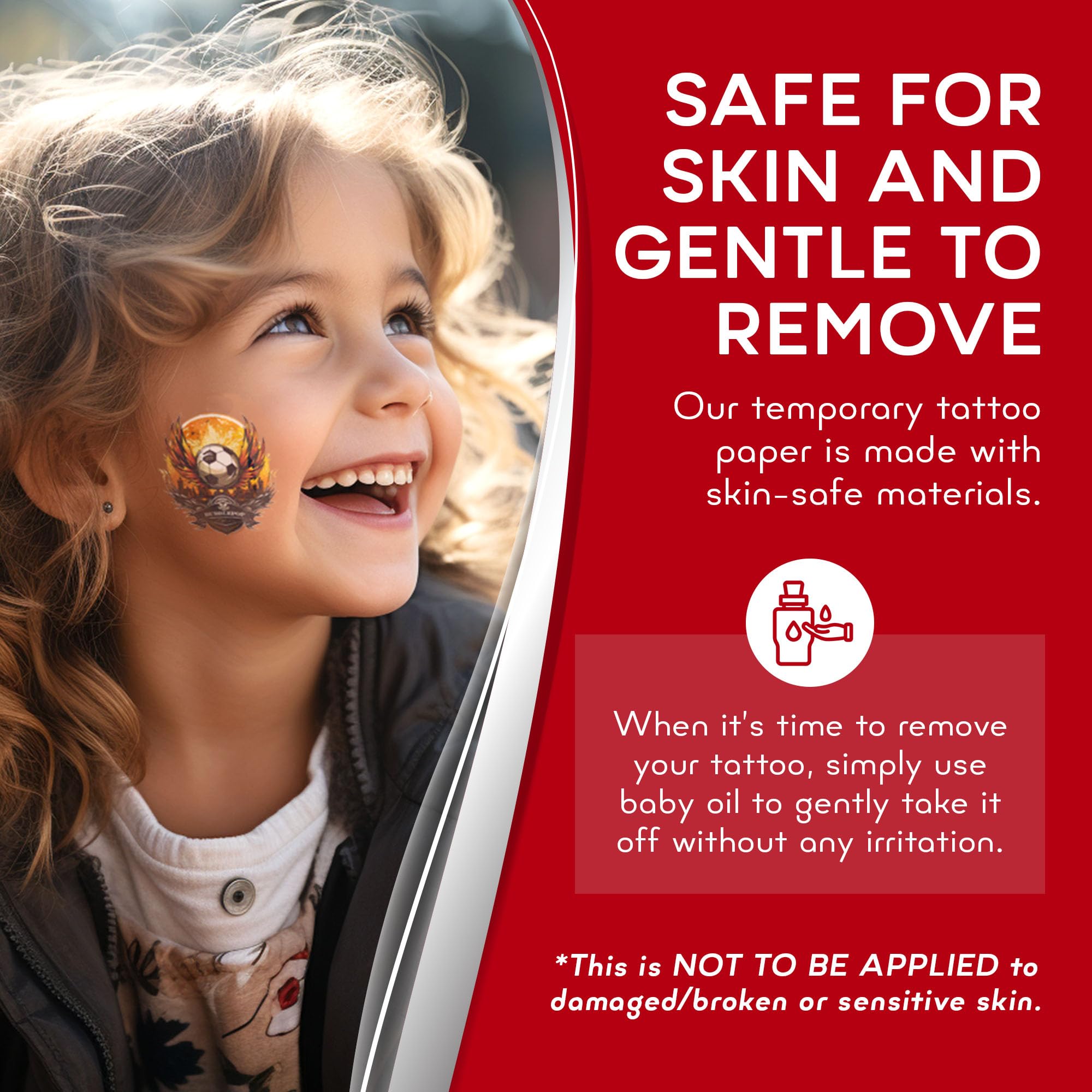 BubblePop! tattoo paper uses skin-safe materials suitable for kids and adults.