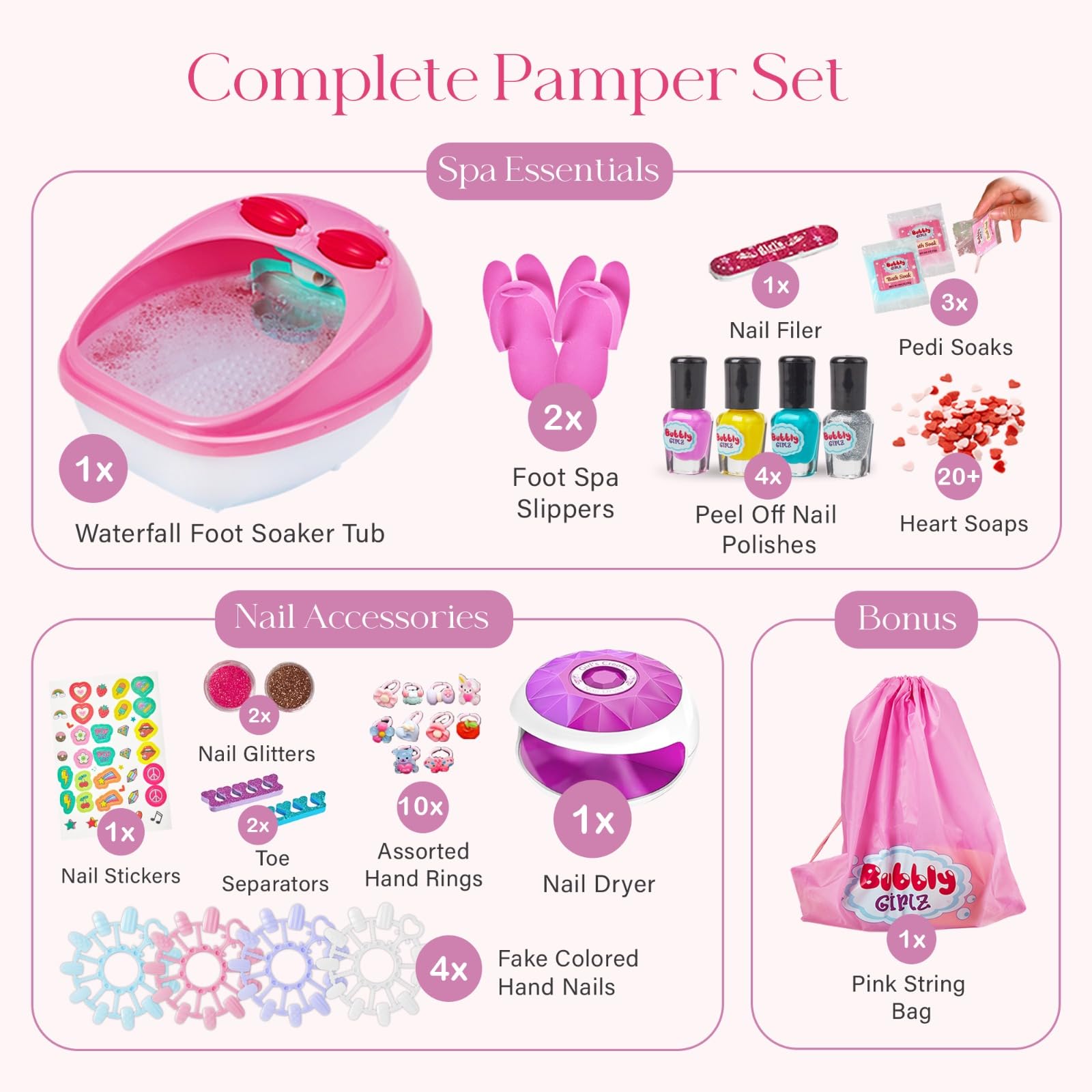 Bubbly Girlz nail polish set with non-toxic quick-dry colors for safe art.