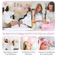 Bubbly Girlz unicorn headband adds playful flair to spa party time.