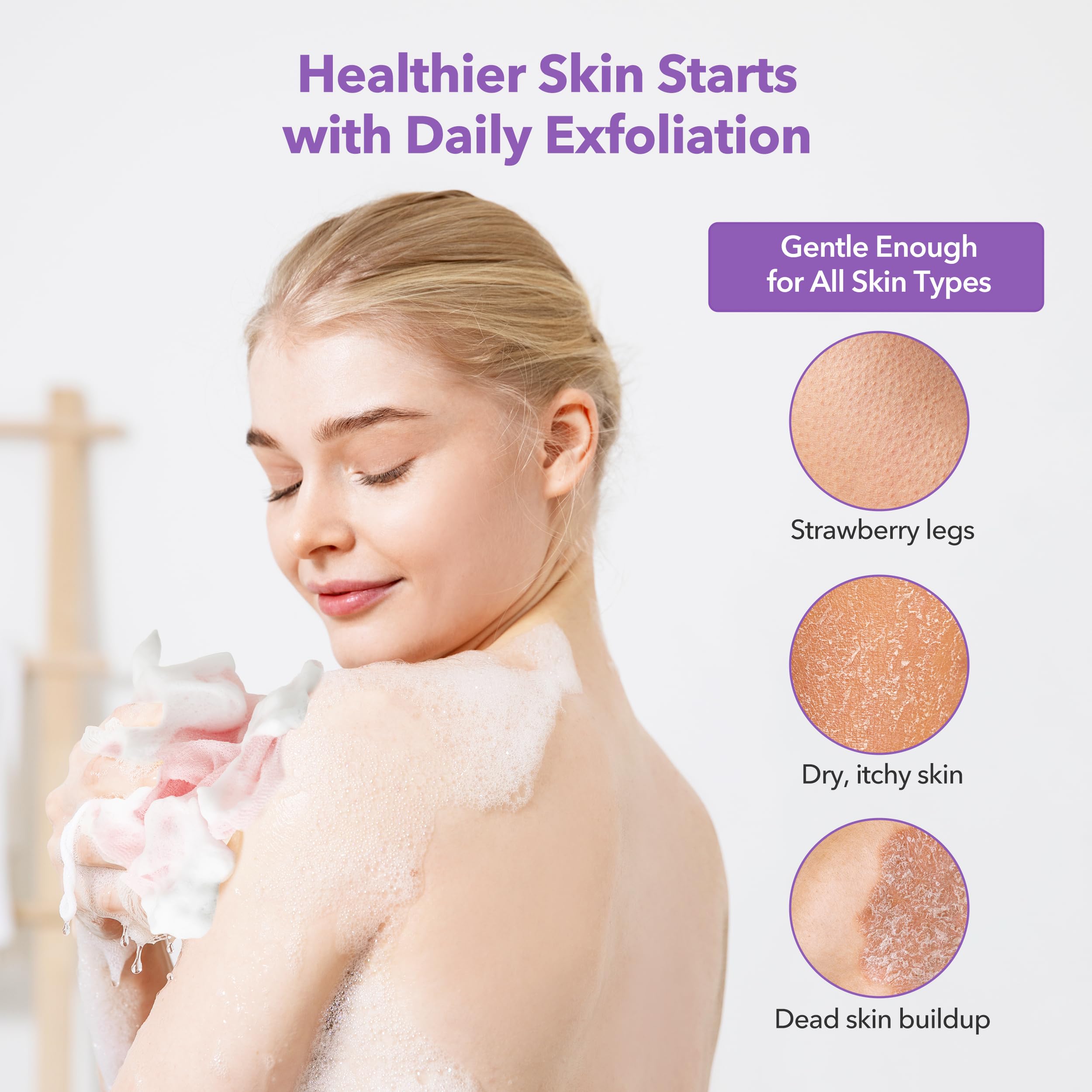 BubblyMe hygienic-loofah-alternative provides cleaner exfoliation compared to traditional sponges.