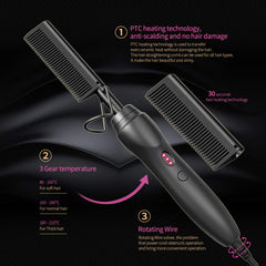 BudiGl hot comb flat iron shape enables quick, precise straightening.