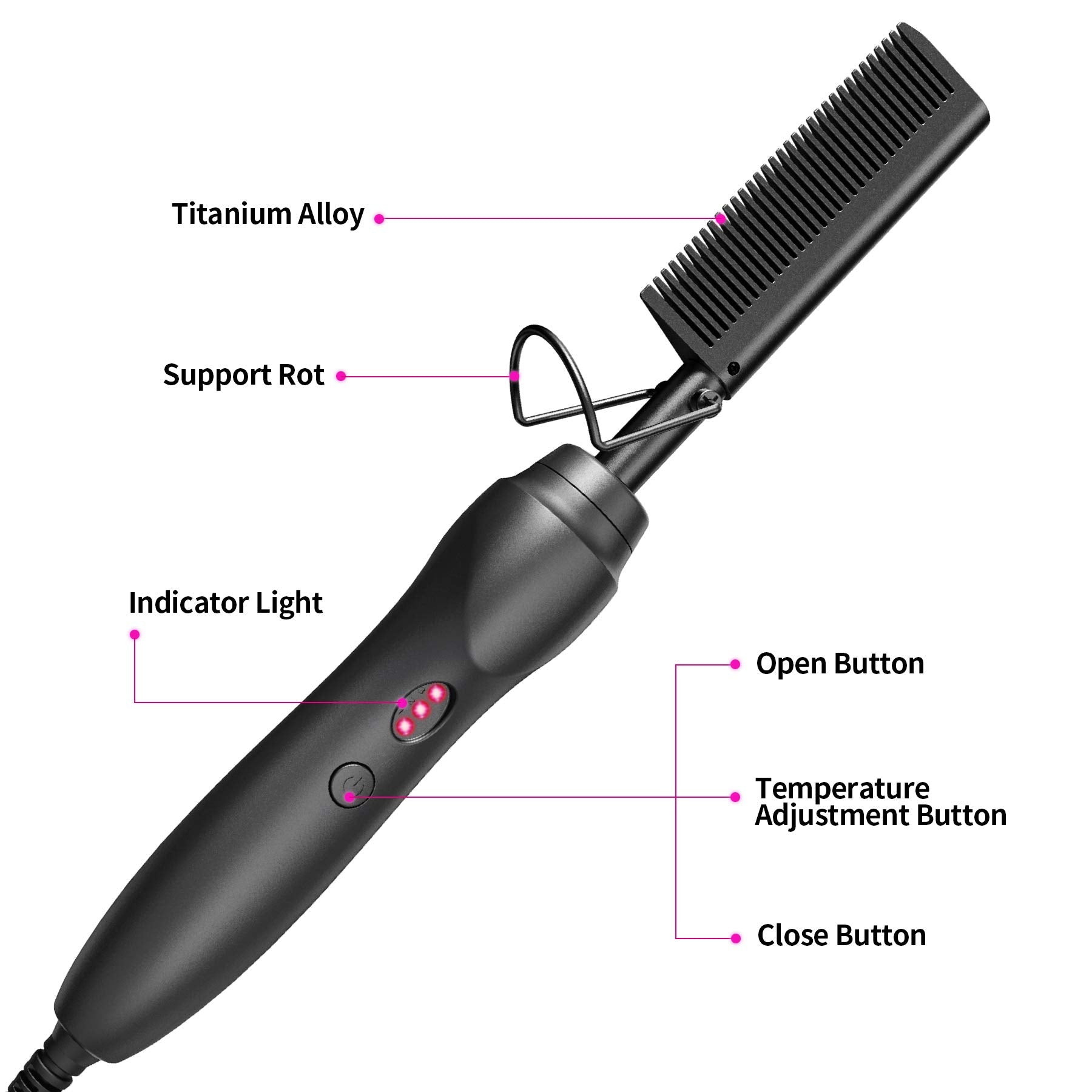 BudiGl hot comb heat coverage ensures uniform results across hair.