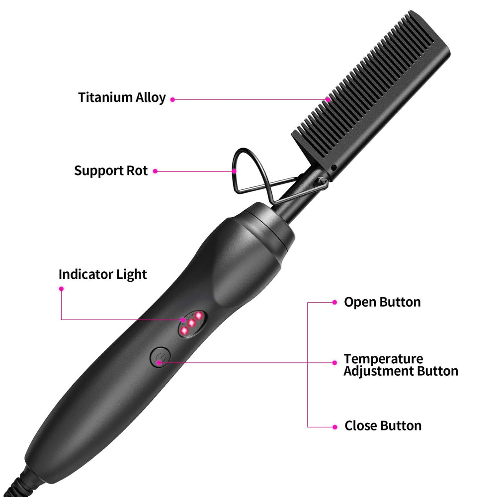 BudiGl hot comb heat coverage ensures uniform results across hair.