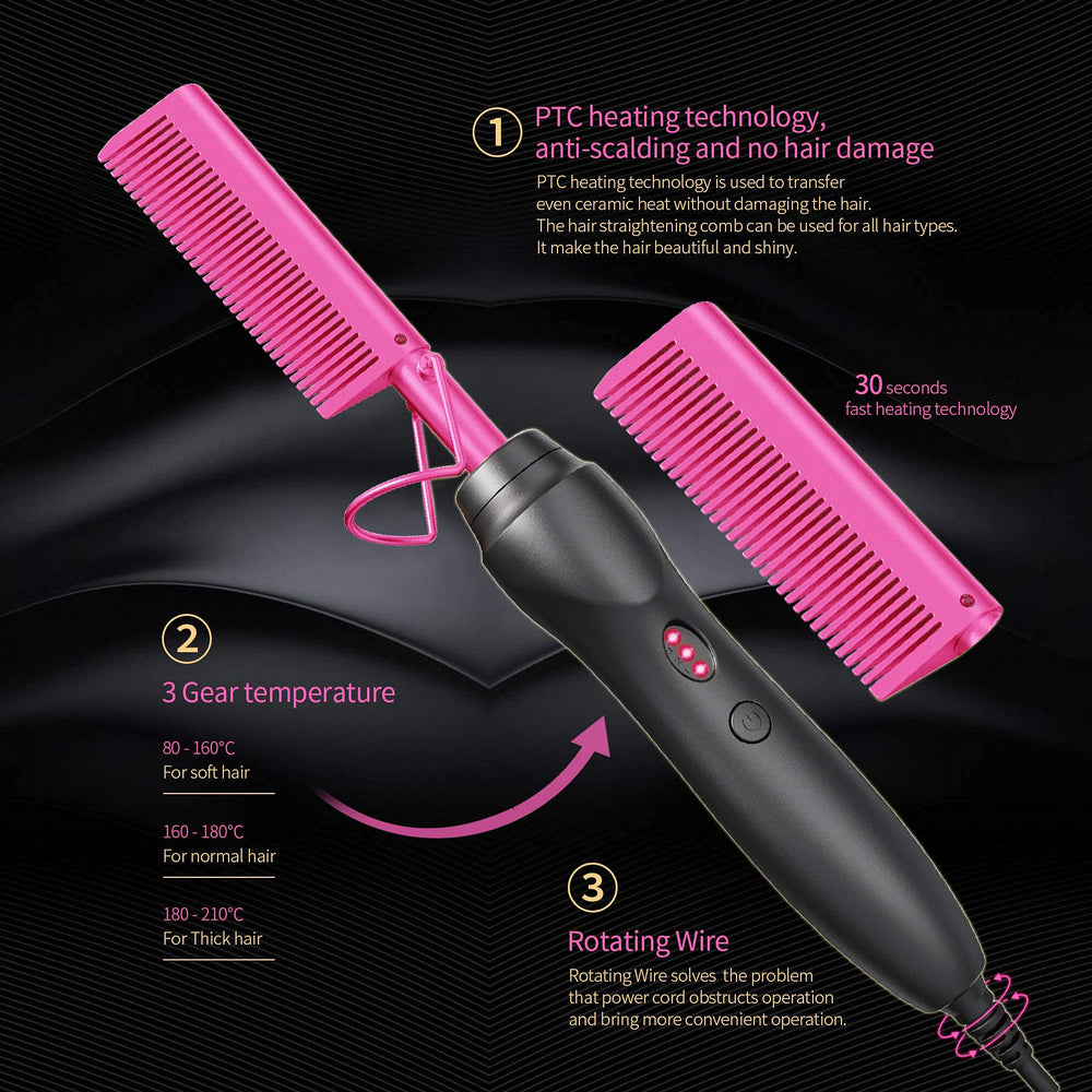 BudiGl hot comb heats in about 30 seconds for rapid styling