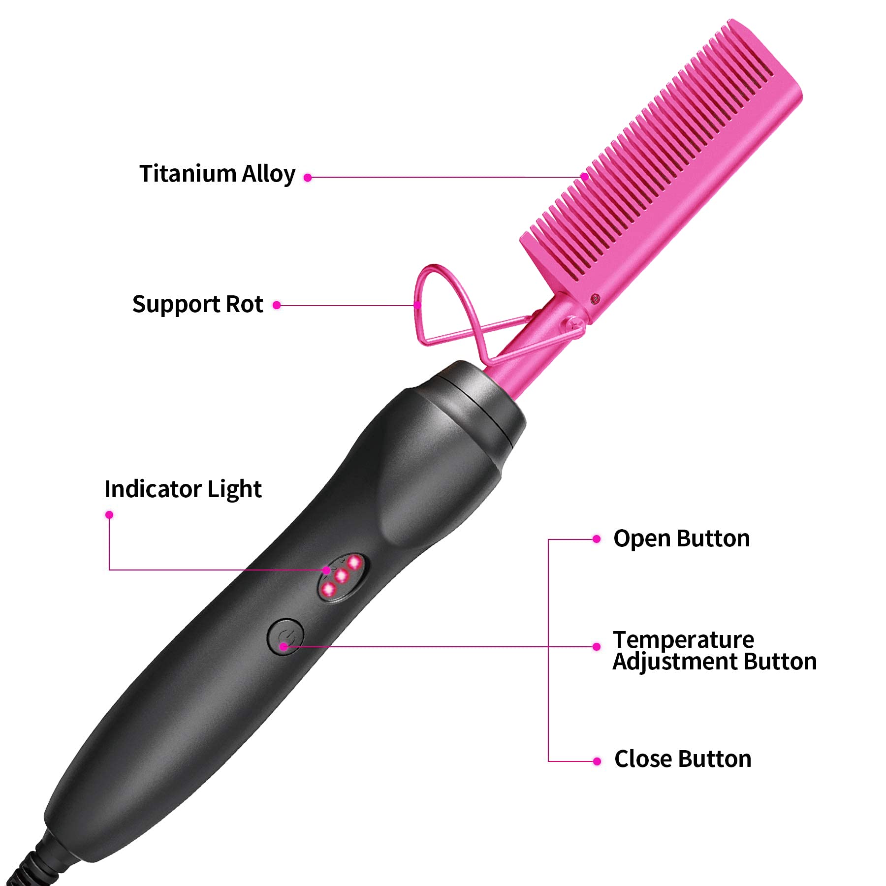 BudiGl hot comb pink styling option for chic hair care
