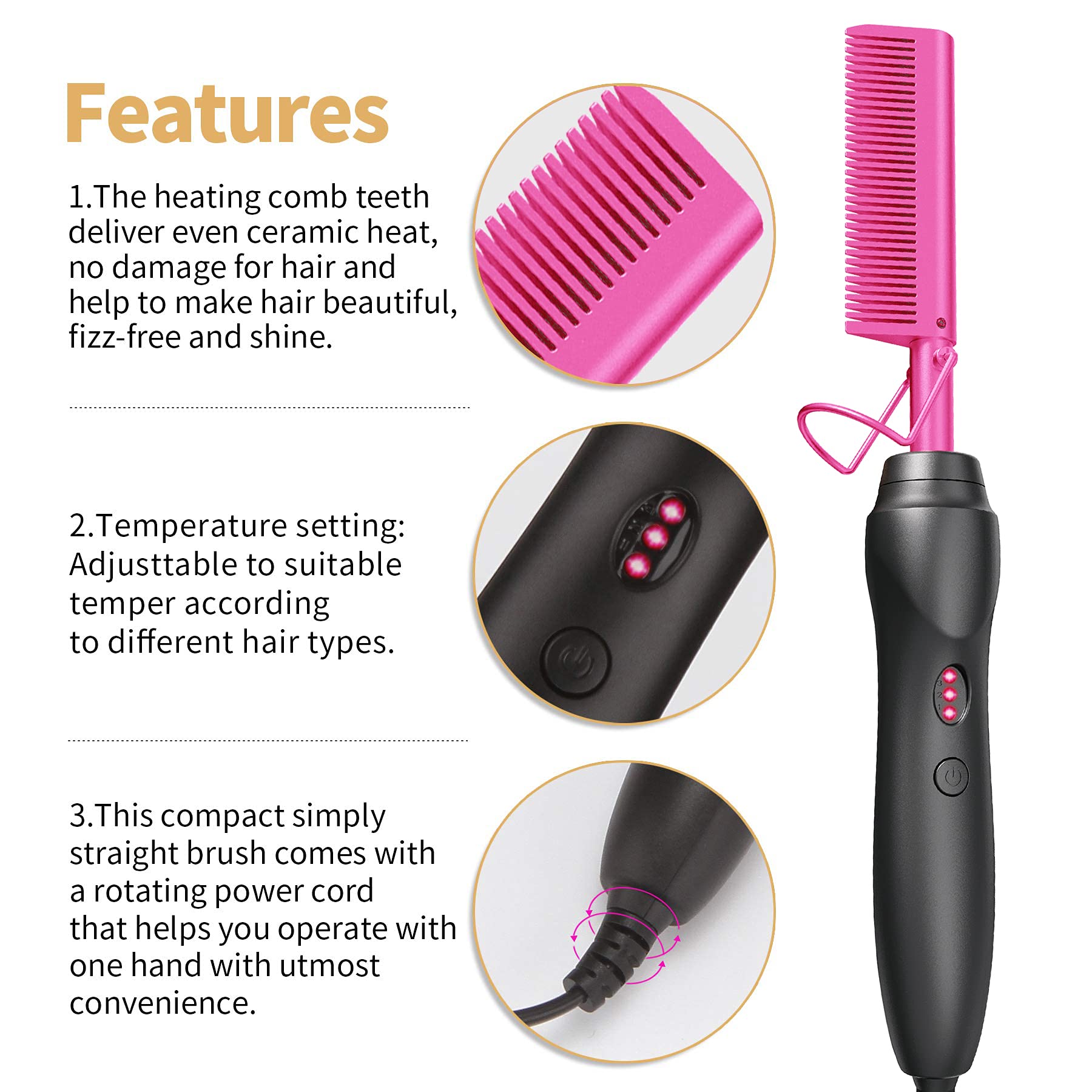 BudiGl hot comb versatile for straightening curling waves
