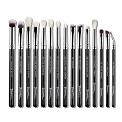 Bueart Design 15Pcs Pro natural eyeshadow brush set – bristles close-up for smooth blending