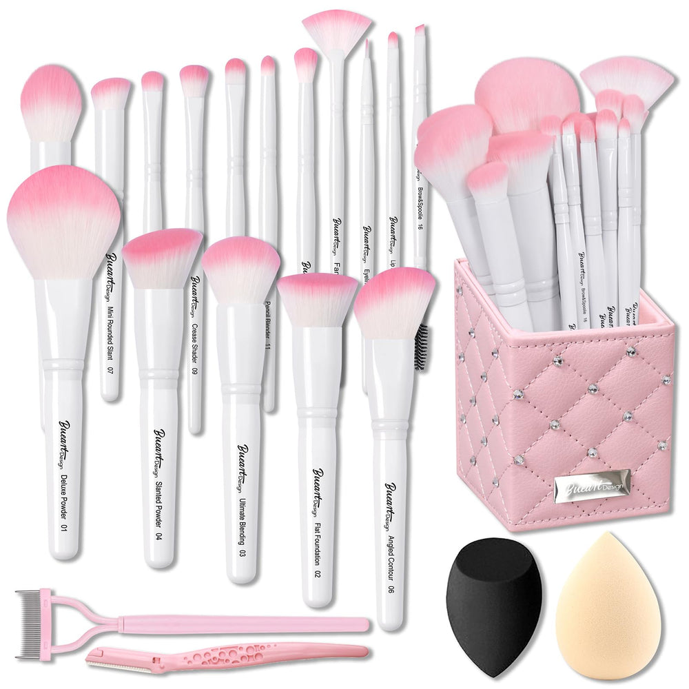 Bueart Design 16pcs ultra-soft makeup brushes for precise, even application.