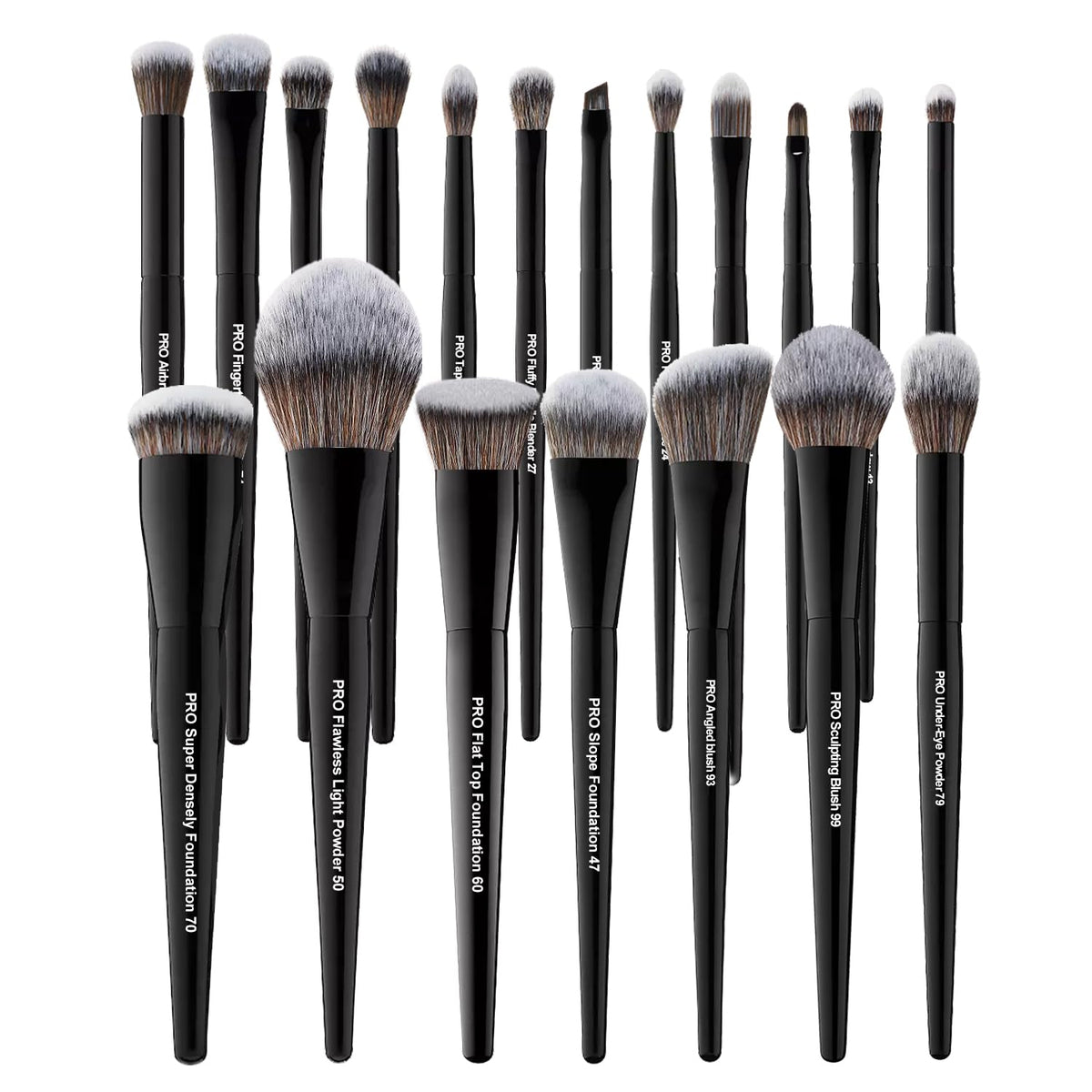Bueart Design 19-piece brush set displayed together for versatile makeup application.