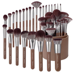 Bueart Design 26-pcs chocolate-colored makeup brush set for comprehensive artistry