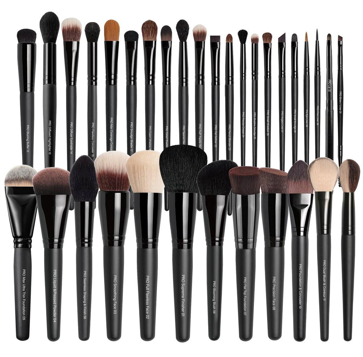 Bueart Design 32PCS brush set full kit for versatile makeup applications and pro results