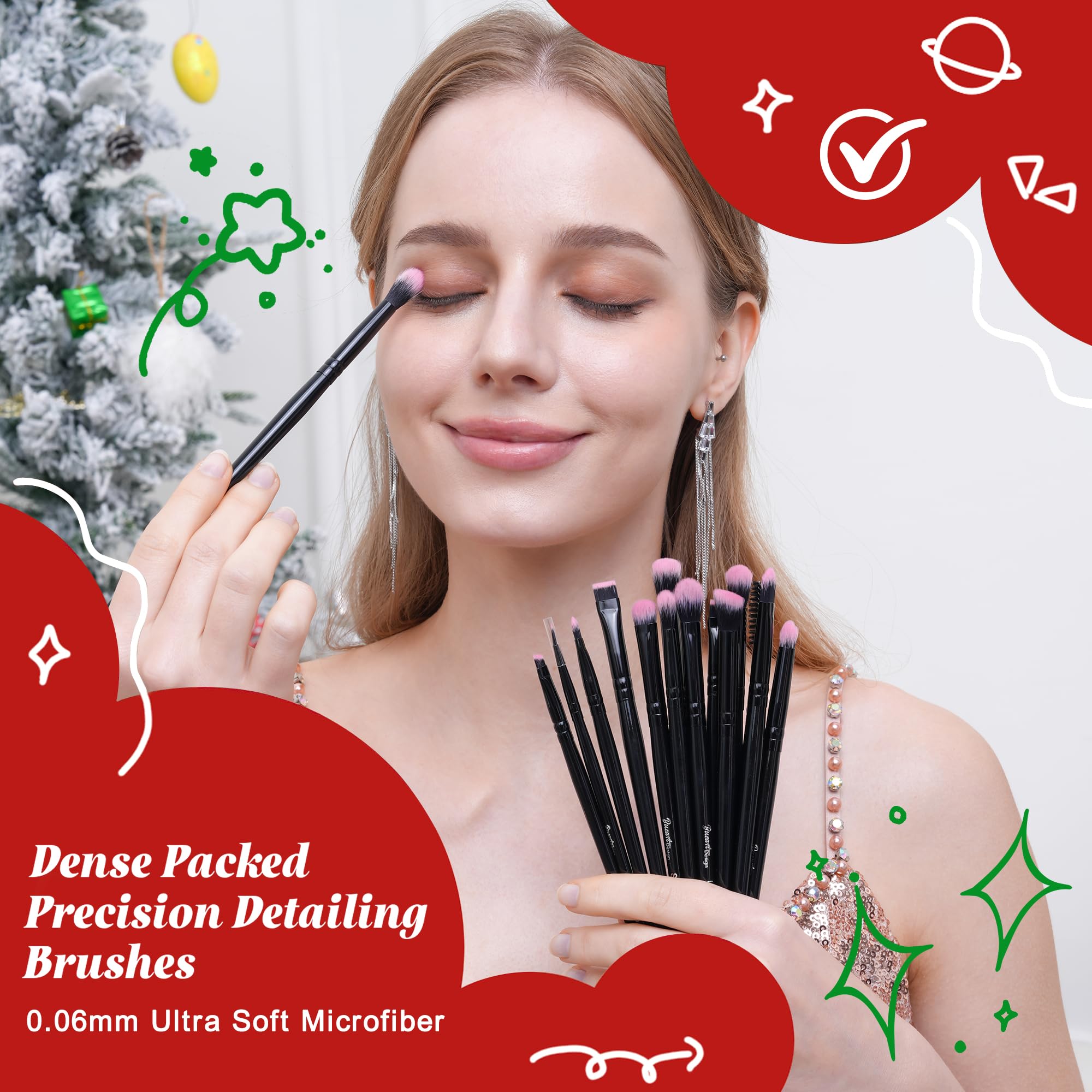 Bueart Design detail brushes for eyeshadow, crease, and shader for defined looks.