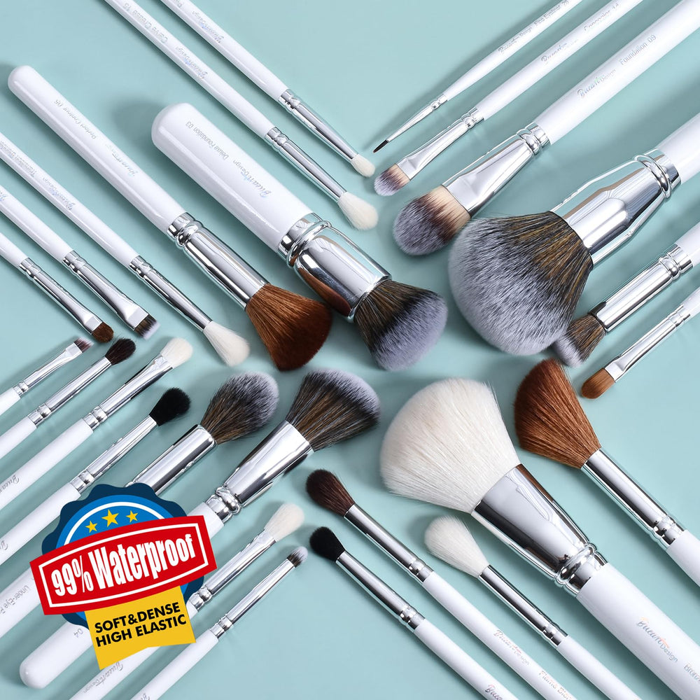 Bueart Design durable wood-handled brushes for long-lasting makeup tools.