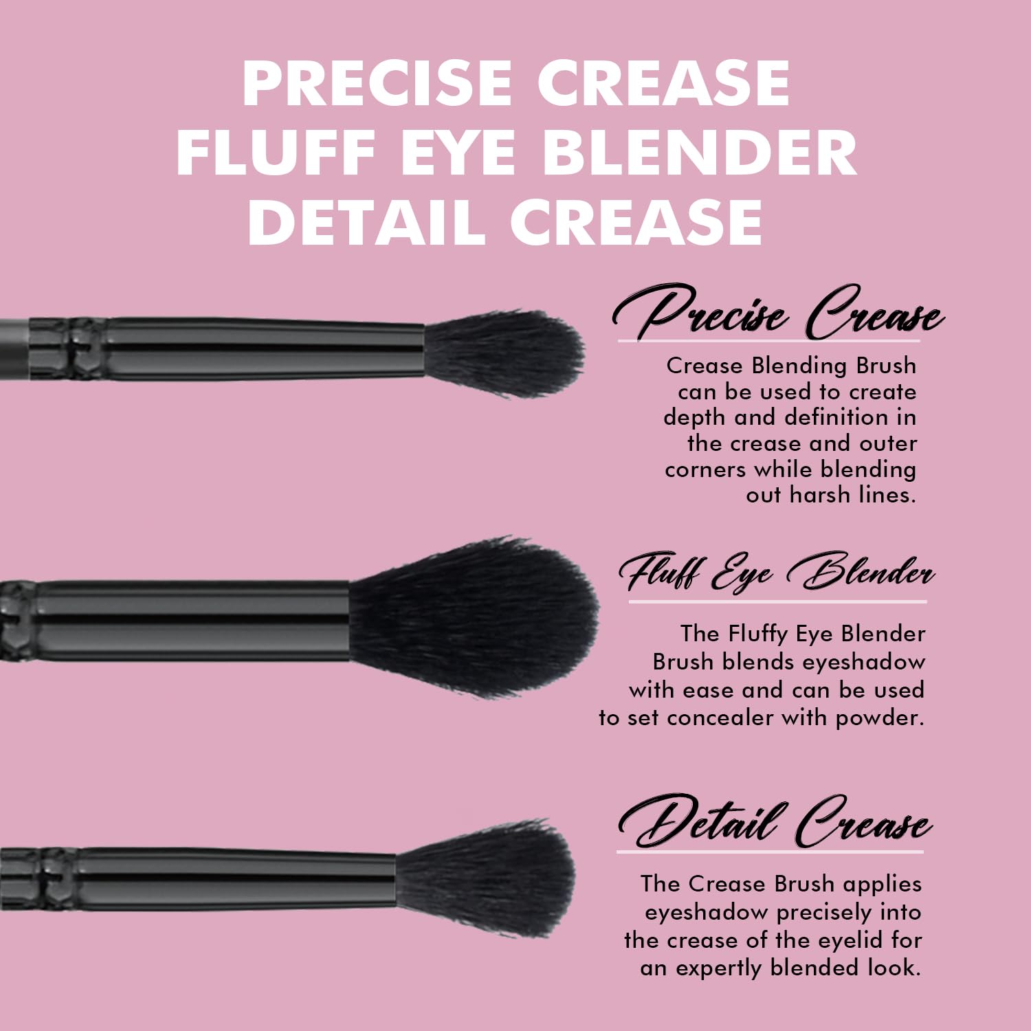 Bueart Design precise crease brush for outer corner depth and contour.