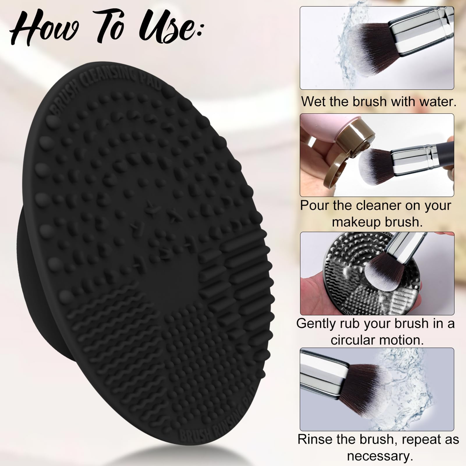 Bueart Design bonus cleaning mat, sponge, and remover pads enhance at-home makeup routines.