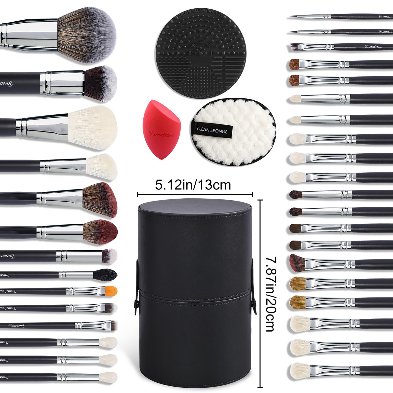Bueart Design labeled brushes with numbers help you identify tools quickly and confidently.