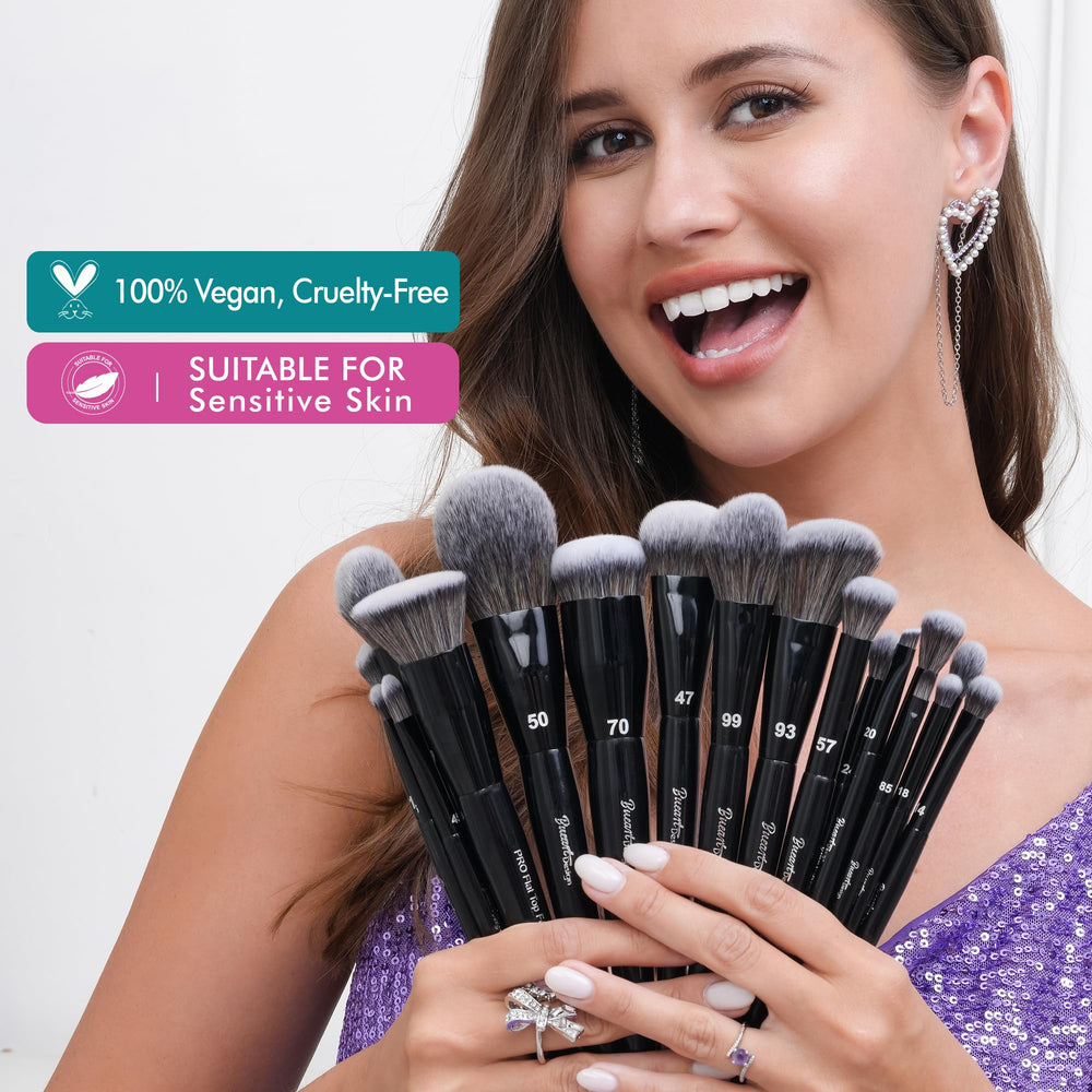 Bueart Design labeled brushes close-up showing organized identification for faster routine.