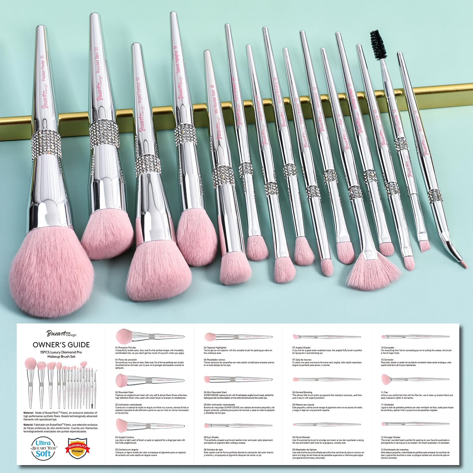 Bueart Design tapered highlighter brush for precise cheekbone glow.